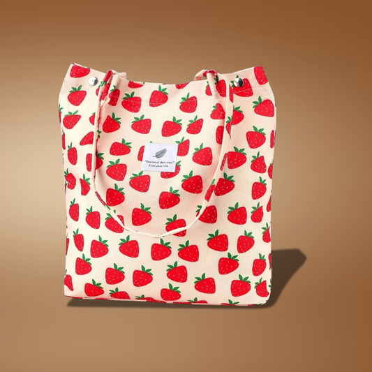 Corduroy Tote Bag for Women – Canvas Shoulder Purse with Inner Pocket