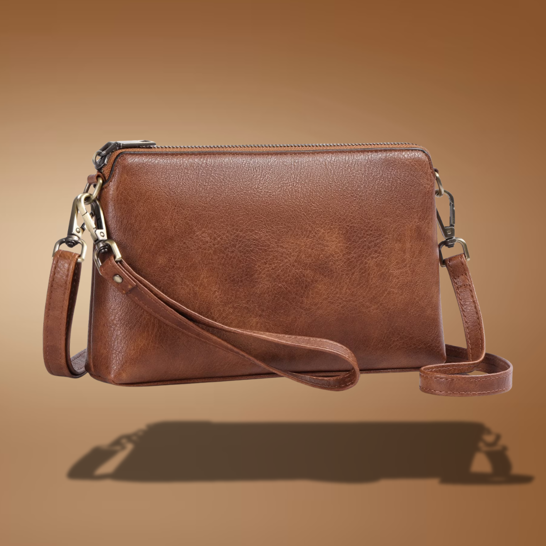 Small Vegan Leather Crossbody Bag for Women – Adjustable Strap & Top Zipper