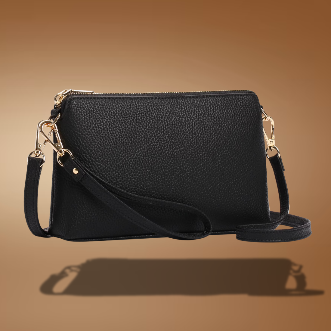 Small Vegan Leather Crossbody Bag for Women – Adjustable Strap & Top Zipper