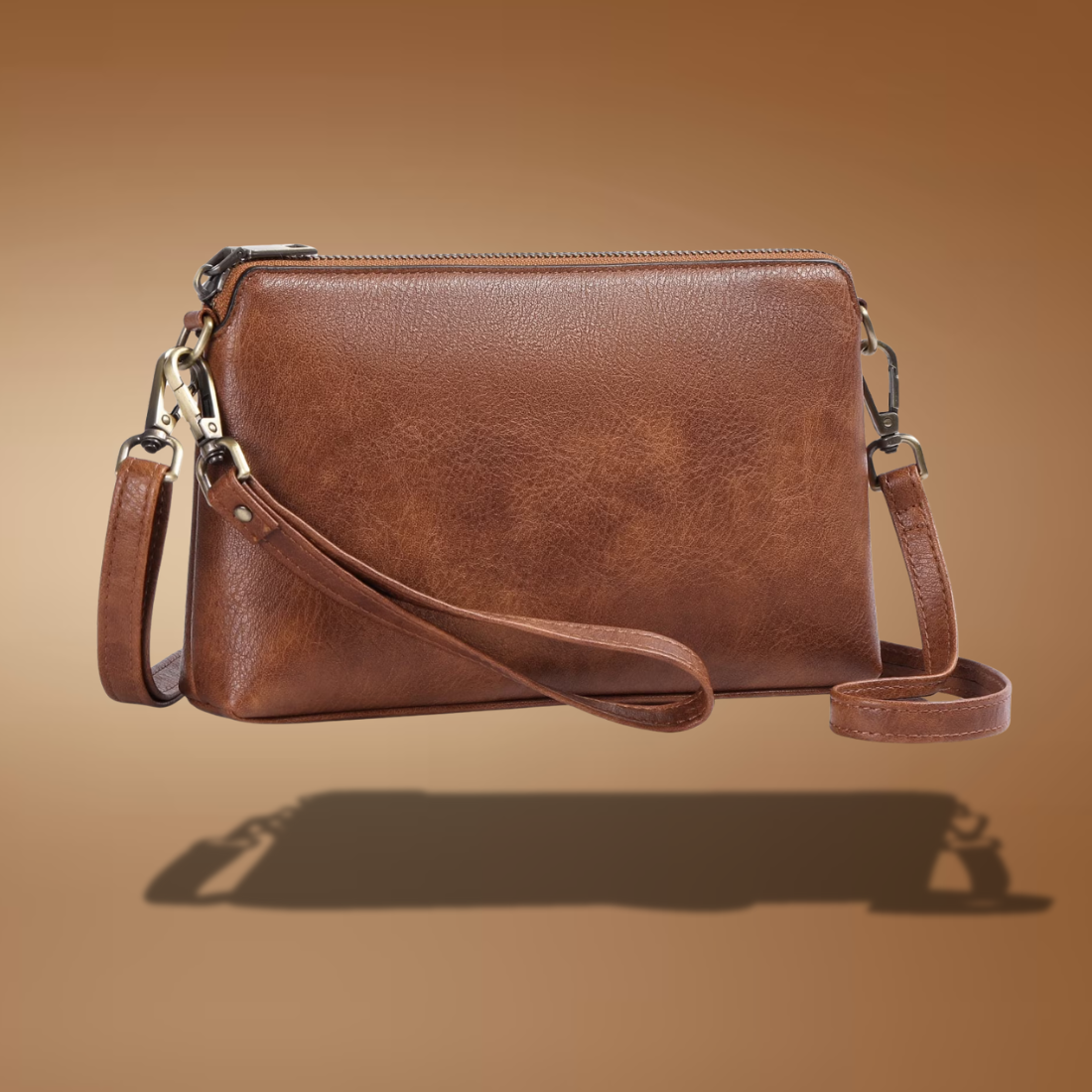 Small Vegan Leather Crossbody Bag for Women – Adjustable Strap & Top Zip