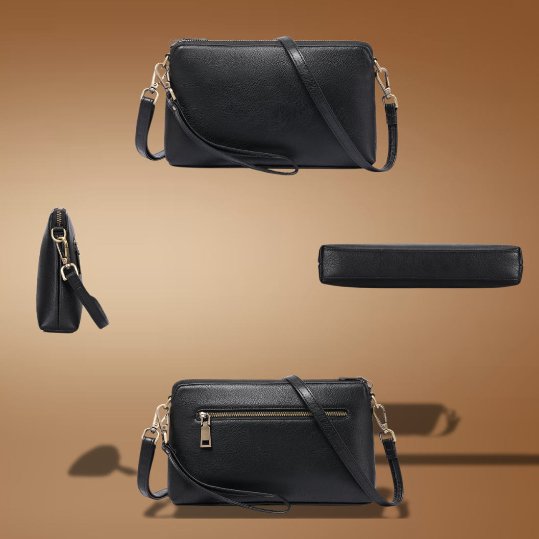 Small Vegan Leather Crossbody Bag for Women – Adjustable Strap & Top Zipper