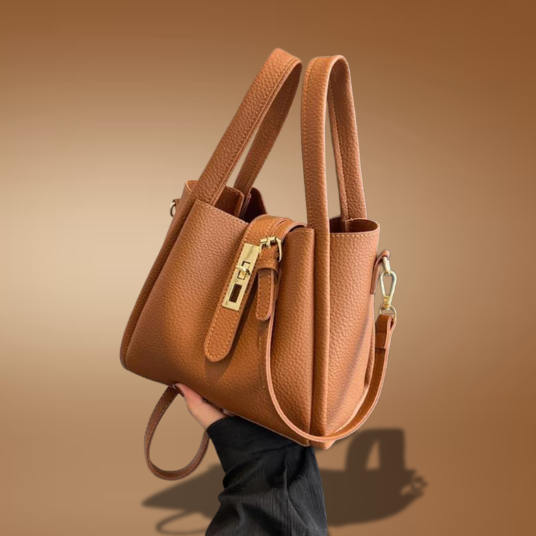 Women’s Faux Leather Bucket Bag – Solid Color Crossbody with Adjustable Strap