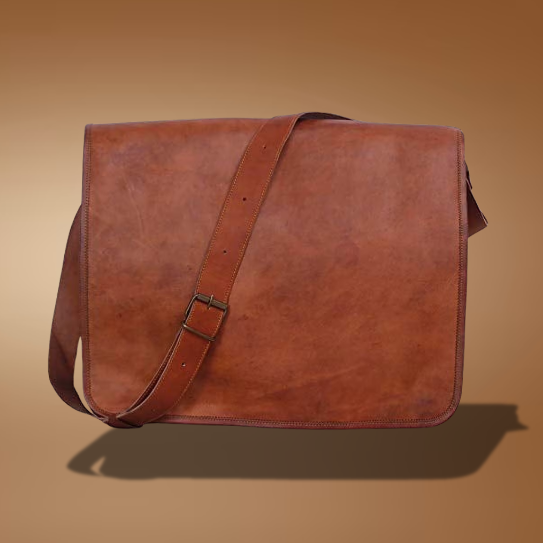 Vintage Leather Laptop Messenger Bag for Men – 16" Professional Satchel