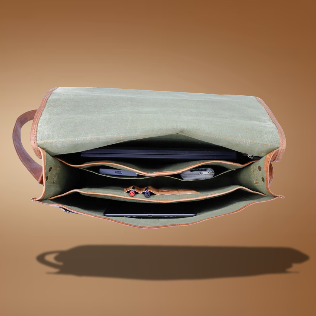 Vintage Leather Laptop Messenger Bag for Men – 16" Professional Satchel