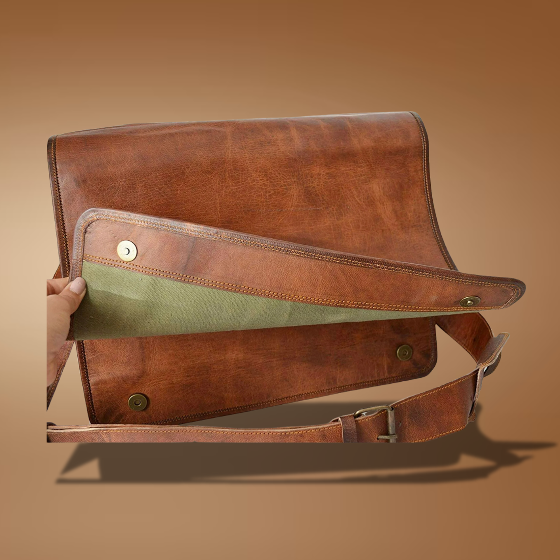 Vintage Leather Laptop Messenger Bag for Men – 16" Professional Satchel