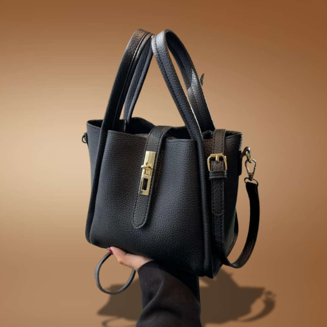 Women’s Faux Leather Bucket Bag – Solid Color Crossbody with Adjustable Strap