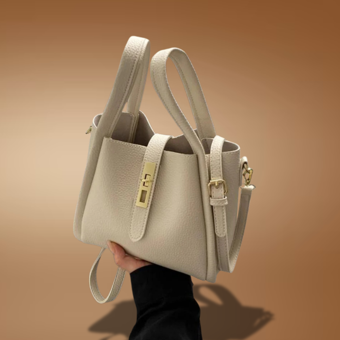 Women’s Faux Leather Bucket Bag – Solid Color Crossbody with Adjustable Strap