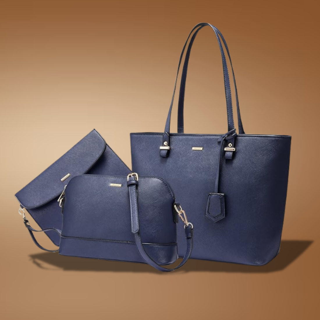 3-Piece Handbag Set for Women – Tote, Messenger Bag & Clutch