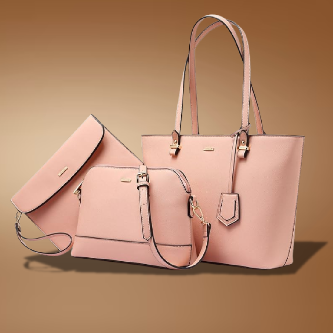 3-Piece Handbag Set for Women – Tote, Messenger Bag & Clutch