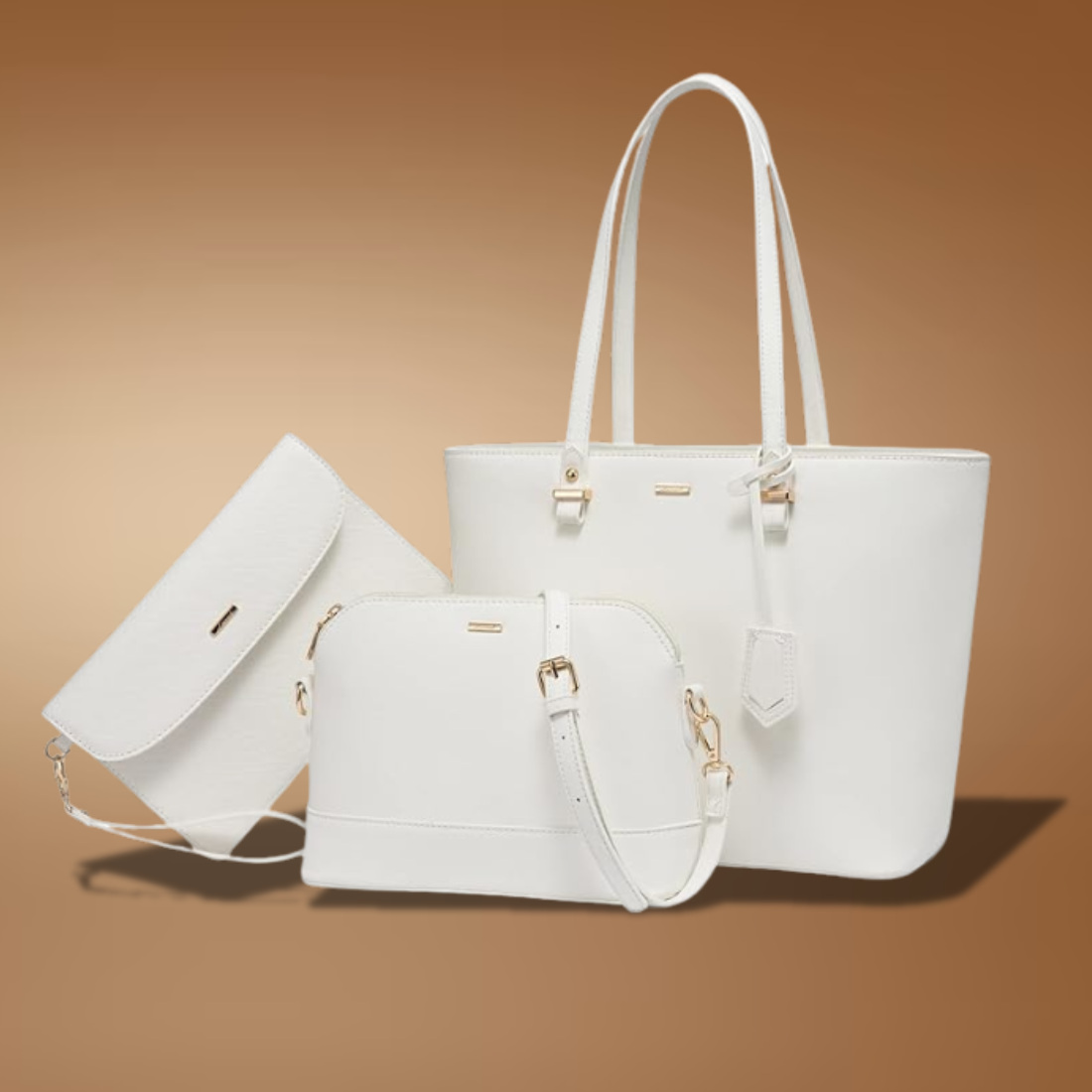 3-Piece Handbag Set for Women – Tote, Messenger Bag & Clutch