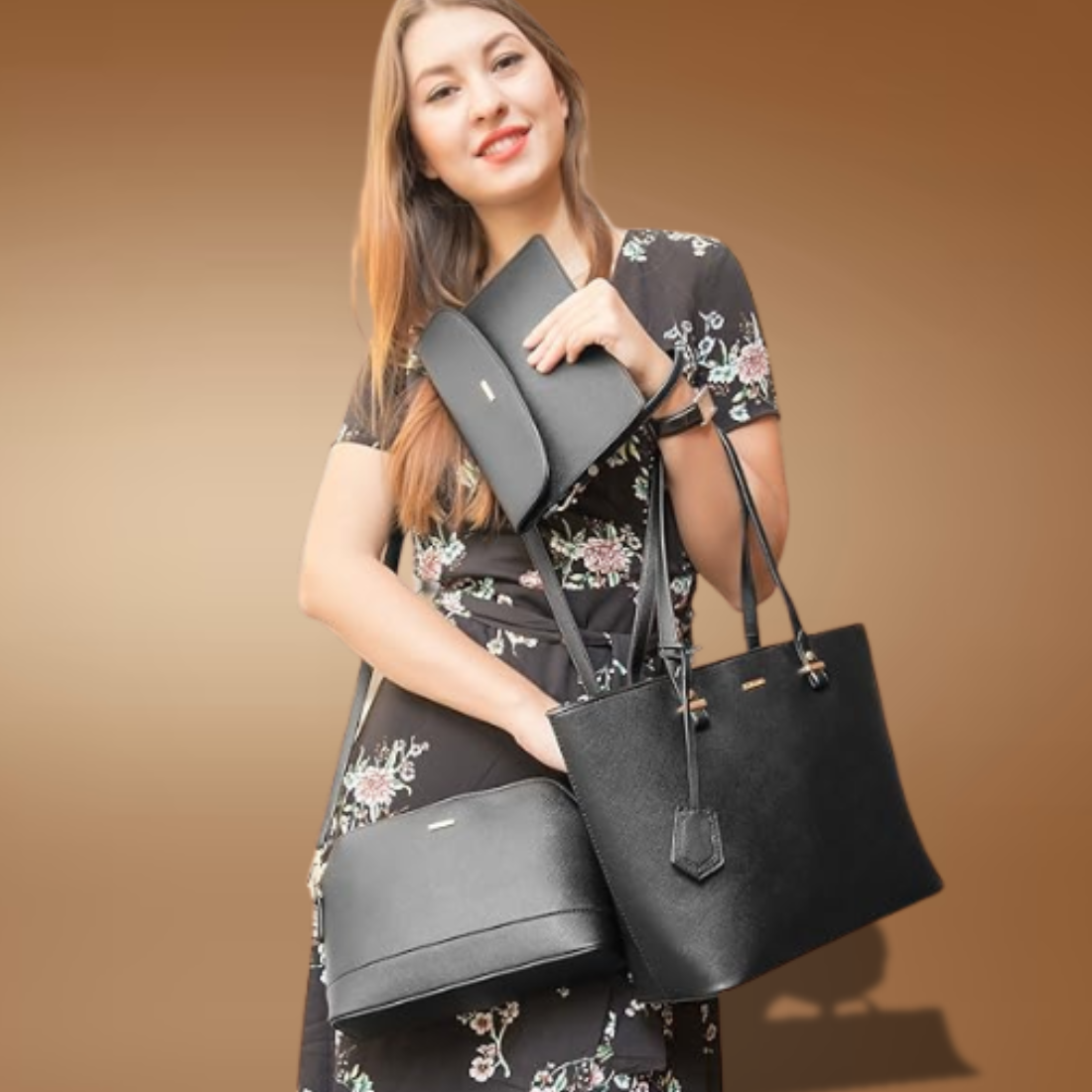 3-Piece Handbag Set for Women – Tote, Messenger Bag & Clutch