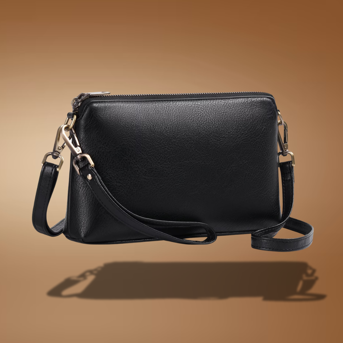 Small Vegan Leather Crossbody Bag for Women – Adjustable Strap & Top Zipper